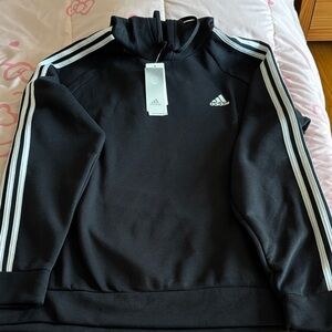 Adidas Men's Black and White Striped Sweater